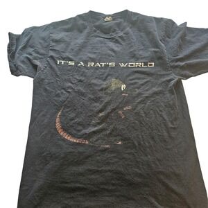 It's A Rat's World Shirt Mens Medium Black Port & Company‎ Graphic Tee Animal